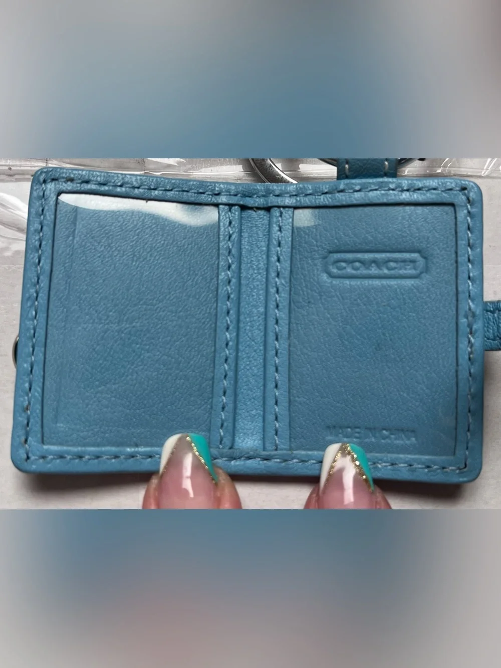 Vintage Y2K Coach Blue Signature Mini Photo Album Keychain / Bag Charm 🩵